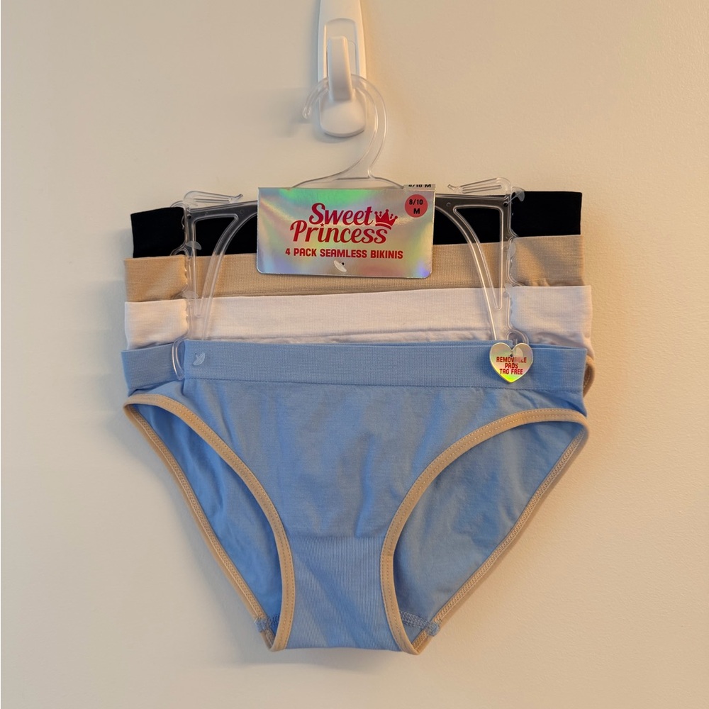 Girl’s Seamless Bikini Set - Blue, Black, White, Tan